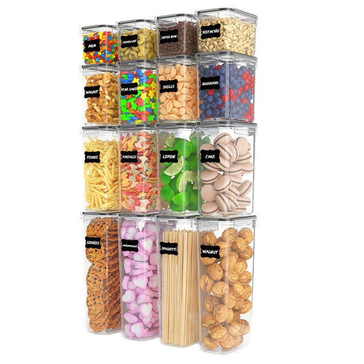 Cross-Border 16-Piece Set of Sealed Food Storage Containers, Bpa-Free Plastic Preservation Boxes with Lids for Kitchen Storage Organization