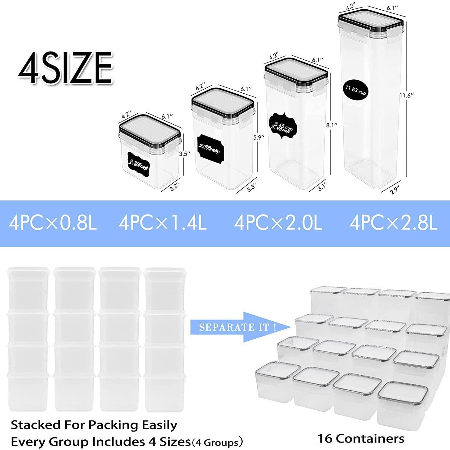 Cross-Border 16-Piece Set of Sealed Food Storage Containers, Bpa-Free Plastic Preservation Boxes with Lids for Kitchen Storage Organization